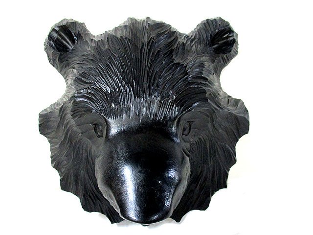 熊ますく 毛彫り7号 - 木彫りの熊 [トミヤ郷土民芸]