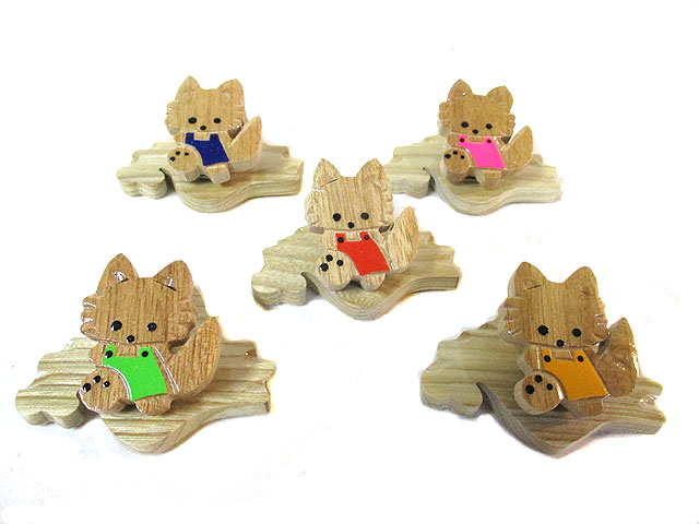 北海道型クリップきつね5色セット [トミヤ郷土民芸]