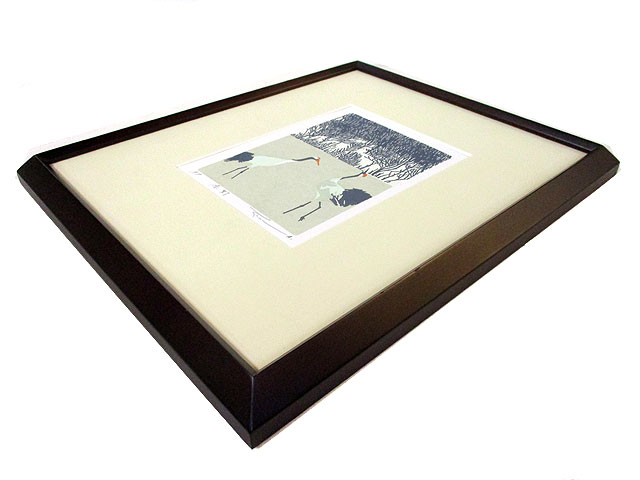 版画 原野（鶴二羽）本間武男 画 [トミヤ郷土民芸]