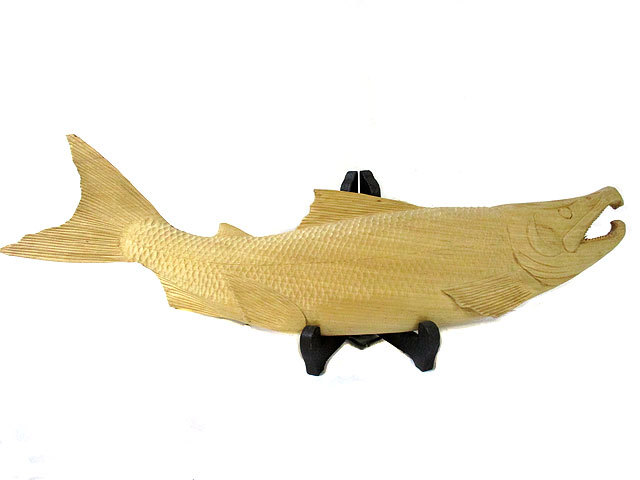 鮭木彫り - 置物
